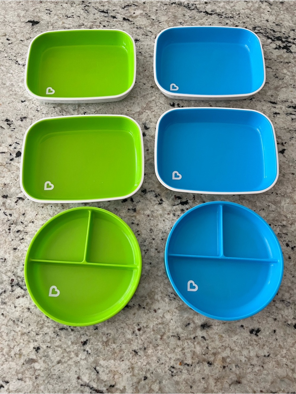 Munchkin Divided Plates Set and Rectangle Plates - Green & Blue